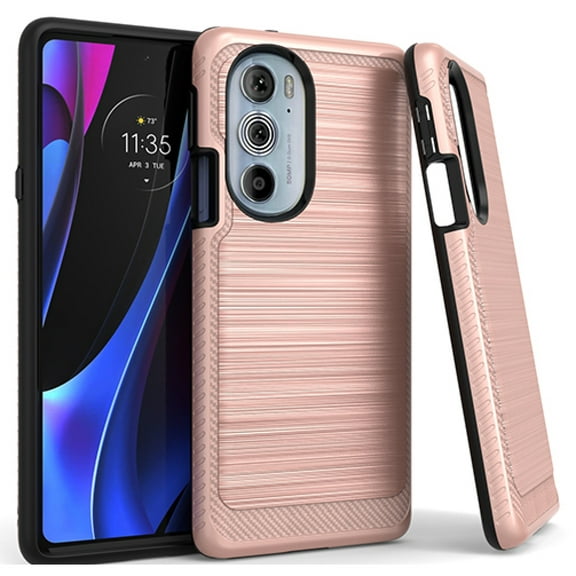 For Motorola Edge  Edge Plus 2022 XT2201DL Lining Brushed Phone Cover Case - Rose Gold