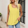 thumbnail image 2 of MIXUE Womens Summer Tops Solid Color Crew Neck Sleeveless Loose Tee Shirts Streetwear,Yellow,M, 2 of 9