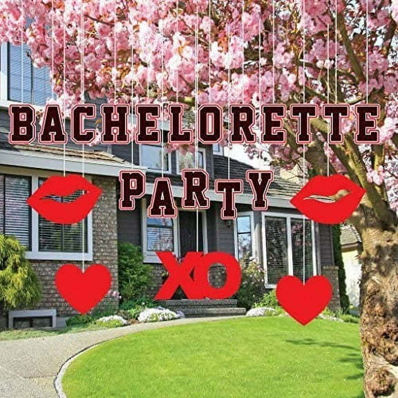 VictoryStore Bachelorette Party Decorations, Outdoor Hanging Bachelorette Party with Hearts, XO's and Kisses, Set of 35