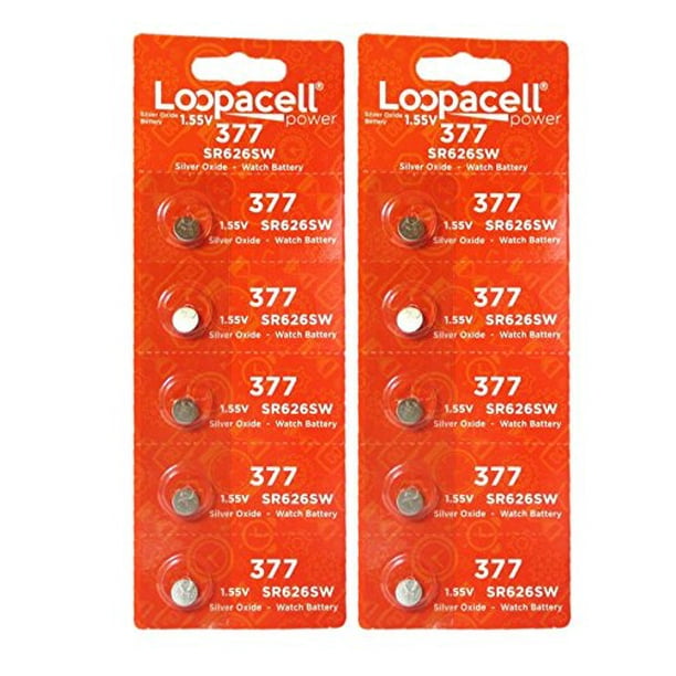LOOPACELL SR626SW 377 Silver Oxide Watch Battery 10 Pack
