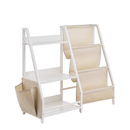 3-Tier Kids Bookshelf with Toy Storage Bag, Sling for Playroom, Nursery, Toddler Room