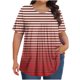 thumbnail image 1 of Tamaño Más Manga Corta Tops para las Mujeres Impreso Manga Corta Sólida Redonda Cuello Plegado Blusa, Poliéster Más Tamaño Superior, Lavado a Mano, 1 of 6