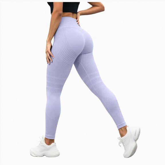 felwors Women Compression 3D Leggings Anti Cellulite Butt Lifting Tummy Control with Resistance Bands Gym Yoga Leggings Light Purple for Size XXXXXL