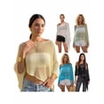 thumbnail image 3 of LMLYSoH Women's Knitted Poncho Fashion Lightweight Solid Color Off One Shoulder Shawl Wrap for Beach Party, 3 of 9