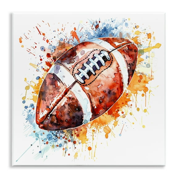 Stupell Industries Football Chromatic Splash Sports Painting Unframed Art Print Wall Art, 12 x 12