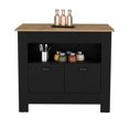 thumbnail image 5 of Nmkwnr 35" H Kitchen Island with 2 Doors and 3 Open Shelves, Perfect for Living Room, Dining Room, Kitchen, Black+Brown, 5 of 7