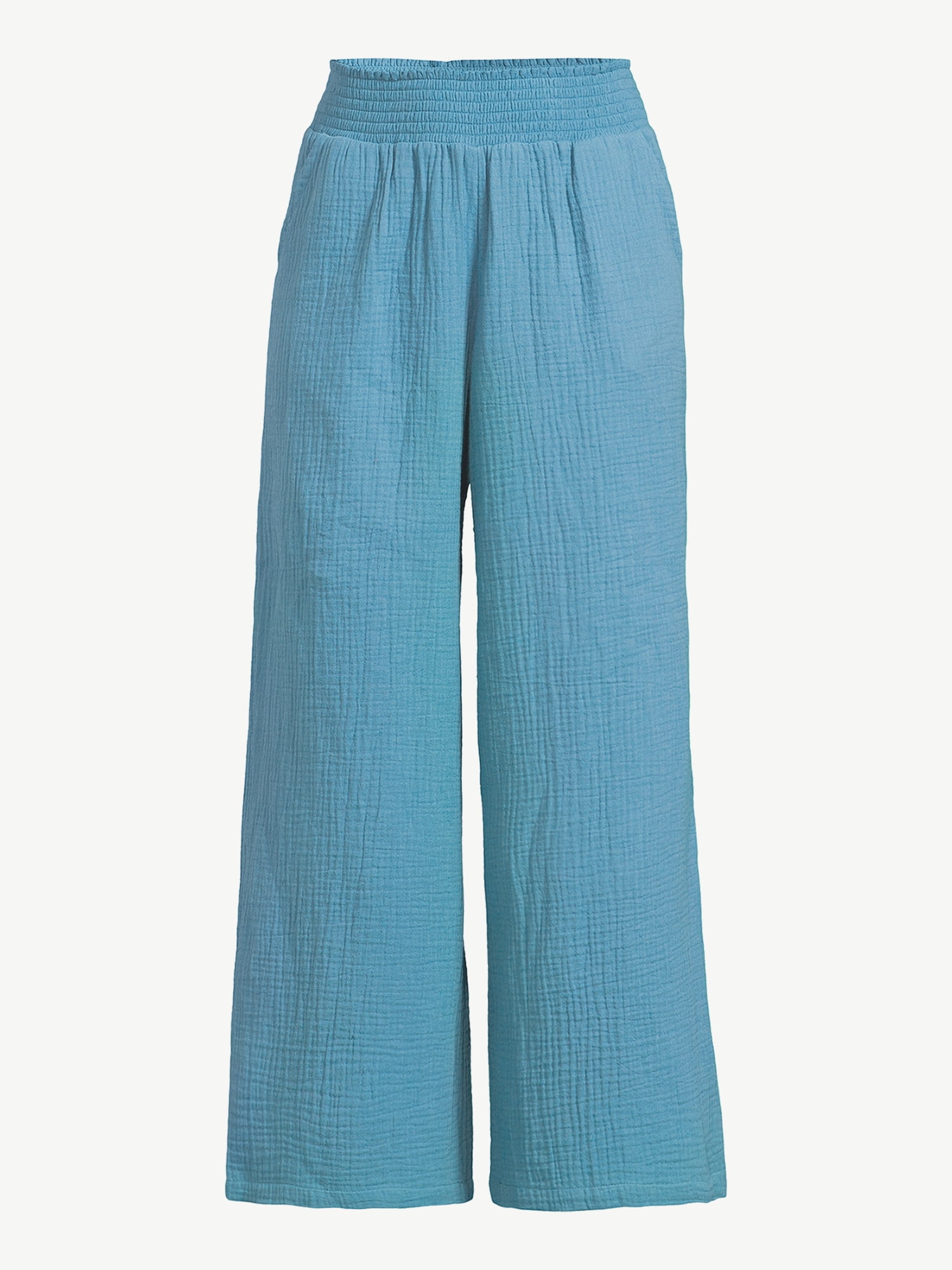 Joyspun Women's Smocked Waist Gauze Sleep Pants, Sizes S to 3X