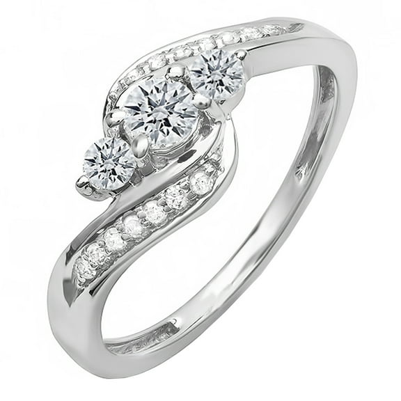 Dazzlingrock Collection 0.50 Carat (ctw) 18k Round Diamond Ladies Swirl Engagement 3 Stone Bridal Ring 1/2 CT, Rose Gold, Size 8.5