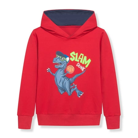 

Fshinging Toddler Sweatshirt Kids Boy Hoodies Crewneck Hooded Long Sleeve Dinosaur Pullover Boy Outfits 5 To12 Years Tops