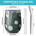 thumbnail image 5 of Floral 12oz Stainless Steel Insulated Wine Tumbler with Lid and Straw – Double Wall Vacuum Mug for Hot & Cold Drinks, 304 Steel Interior, Sweat-Free Design,Thanksgiving,Christmas, Spring,Flower, 5 of 5