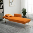thumbnail image 7 of Velvet Upholstered Sofa Recliner, Adjustable Loveseat Sofa Bed with Gold Metal Legs, Leisure Sofa with Arm(Orange), 7 of 7