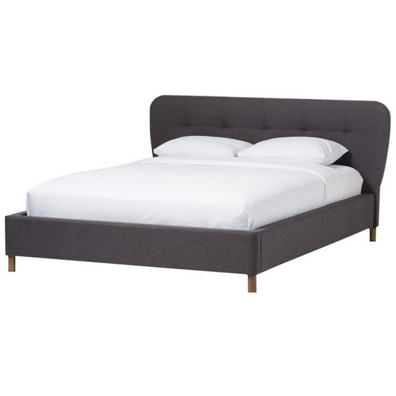 Bowery Hill Modern King Platform Bed in Dark Gray