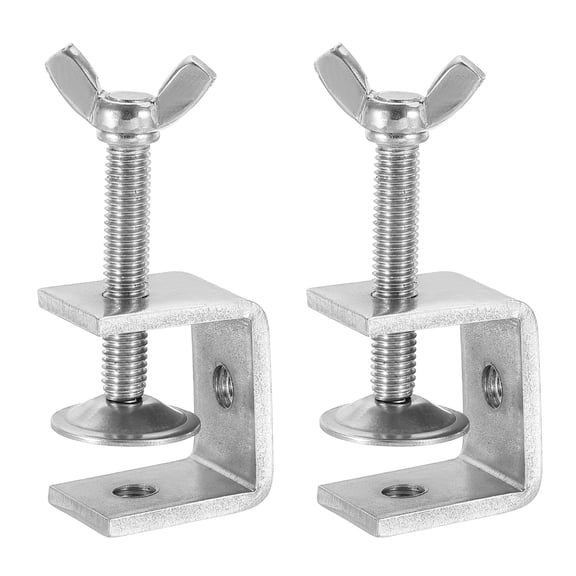 Uxcell304 Stainless Steel C Clamps 130mm Square Mini Tiger Clamp Adjustable Heavy Duty Metal U Clip with Press Screw for Woodworking Welding Mounting, Silver