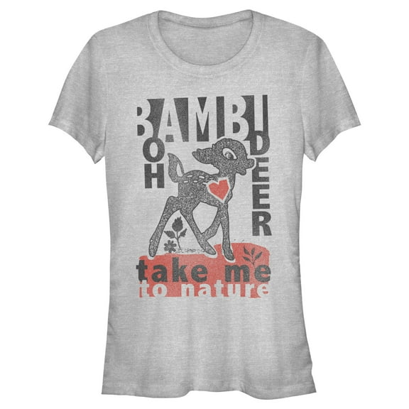 Junior's Bambi Take Me to Nature Graphic Tee Athletic Heather Small