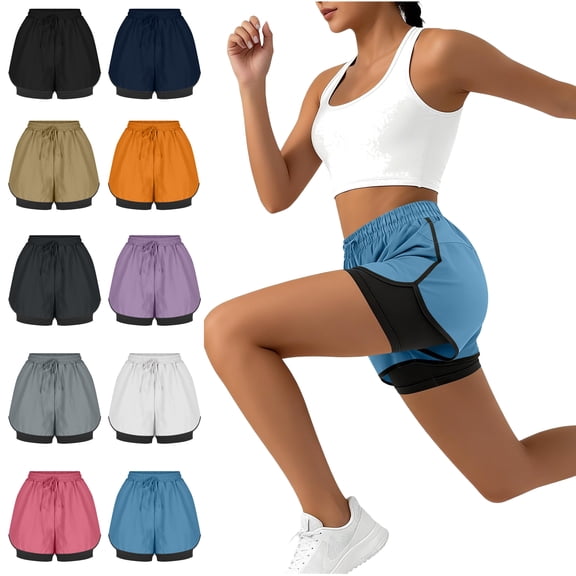 DDAPJ pyju Running Shorts for Women Quick Dry Athletic Shorts Lightweight Drawstring Workout Yoga Gym Shorts with Liner Pockets Dark Gray S