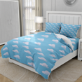 thumbnail image 3 of DOJLIO 3D White Cloud Printed Duvet Cover Bedding Sets King Size Cartoon White Cloud Bedclothes Cartoon Cloud Quilt Cover Sky Theme with 1 Comforter Cover 2 Pillowcases, 3 of 5