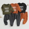 thumbnail image 6 of Douhoow 2Pcs Baby Boy Winter Outfits Long Sleeve Sweatshirt Tops Drawstring Sweatpants 0-3 Years, 6 of 9