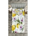 thumbnail image 3 of Ambesonne Spring Quilted Bedspread Set 2 Pcs, Hibiscus Flowers and Lemons, Twin Size, Multicolor Yellow Green, 3 of 3