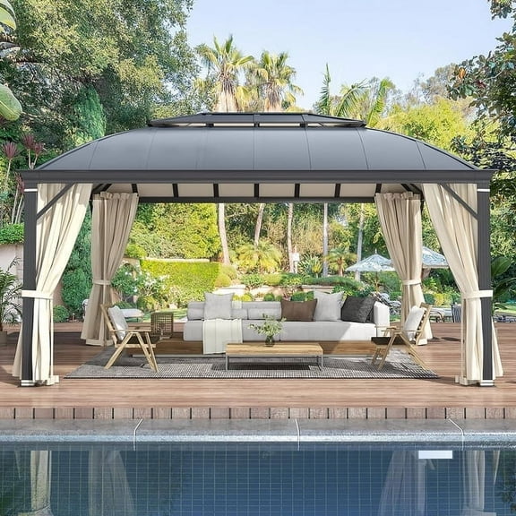 Hommow 12 ft x 16 ft Hardtop Gazebos, Aluminum Composite Panel Patio