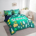 thumbnail image 3 of Manfei Cartoon Science Biology Bedding Comforter Set 7pcs, Green Watercolor Queen Bedding Sets, Teens Kids Boys Girls Reversible Queen Sheet Sets, Lightweight Room Decor, 3 of 7