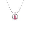 thumbnail image 2 of Delight Jewelry Silvertone Hot Pink Glitter Cat Joy Ring Charm Necklace, 18", 2 of 4