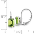 thumbnail image 4 of 14K White Gold 7x5mm Emerald Cut Peridot Leverback Dangle Earrings, 4 of 4