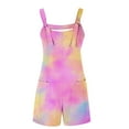 thumbnail image 5 of Feancey Tie Dye Overalls for Women Lace Up Suspender Romper Shorts Summer Sleeveless Loose Jumpsuits with Pockets Pink L, 5 of 6