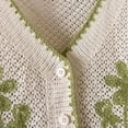 thumbnail image 5 of Womens Flower Crochet Knit Loose Puff Long Sleeve Cropped Cardigan V-Neck Button Down French for Jacket Coat Blous, 5 of 8