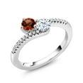 thumbnail image 2 of Gem Stone King 925 Sterling Silver Red Garnet Bypass Ring for Women (0.61 Cttw, Gemstone January Birthstone, Round 4MM, Size 5), 2 of 4