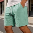 thumbnail image 2 of FYEGRE Men's Summer Casual Shorts Elastic Waist Drawstring Beach Shorts with Pockets Light Green XXXL, 2 of 4