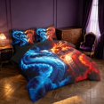 thumbnail image 2 of Manfei Vintage Dragon Animals 7 Pieces Full Size Bedding Sets,Gothic Wildlife Full Size Bed in a Bag,Blue Orange,Black Reversible, 2 of 6