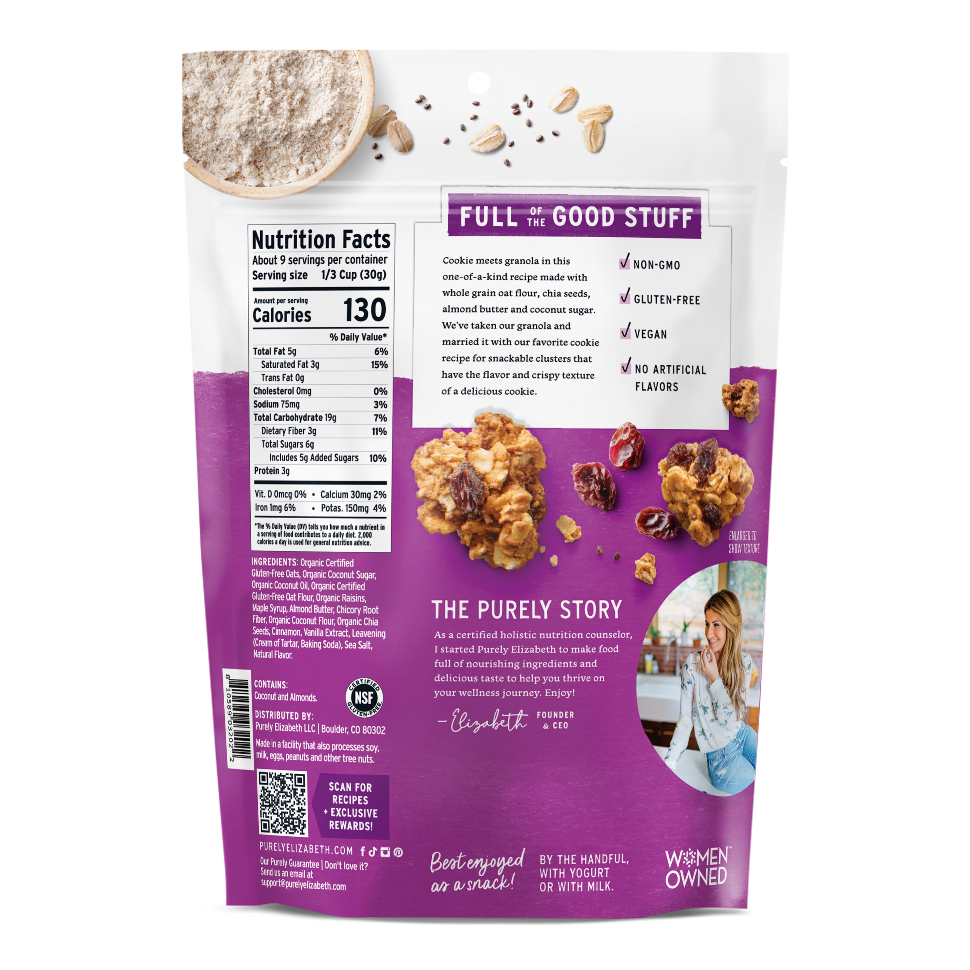 Purely Elizabeth Oatmeal Raisin Cookie Granola, 9 oz Bag