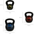 thumbnail image 6 of 3-Piece Kettlebell Set with Storage Rack, HDPE Coated Exercise Fitness Concrete Weights for Home Gym, Strength Training, HIIT Workout 5lb, 10lb, 15lb, 6 of 8