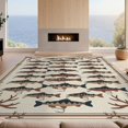 thumbnail image 2 of Design&I 6'x9' Washable Area Rug Fish Bass Cabin Antler Motifs Fishing Clownfish Lake for Queen Size Bedroom, Under Bed, Sleek Flatweave Pet Friendly, 2 of 7