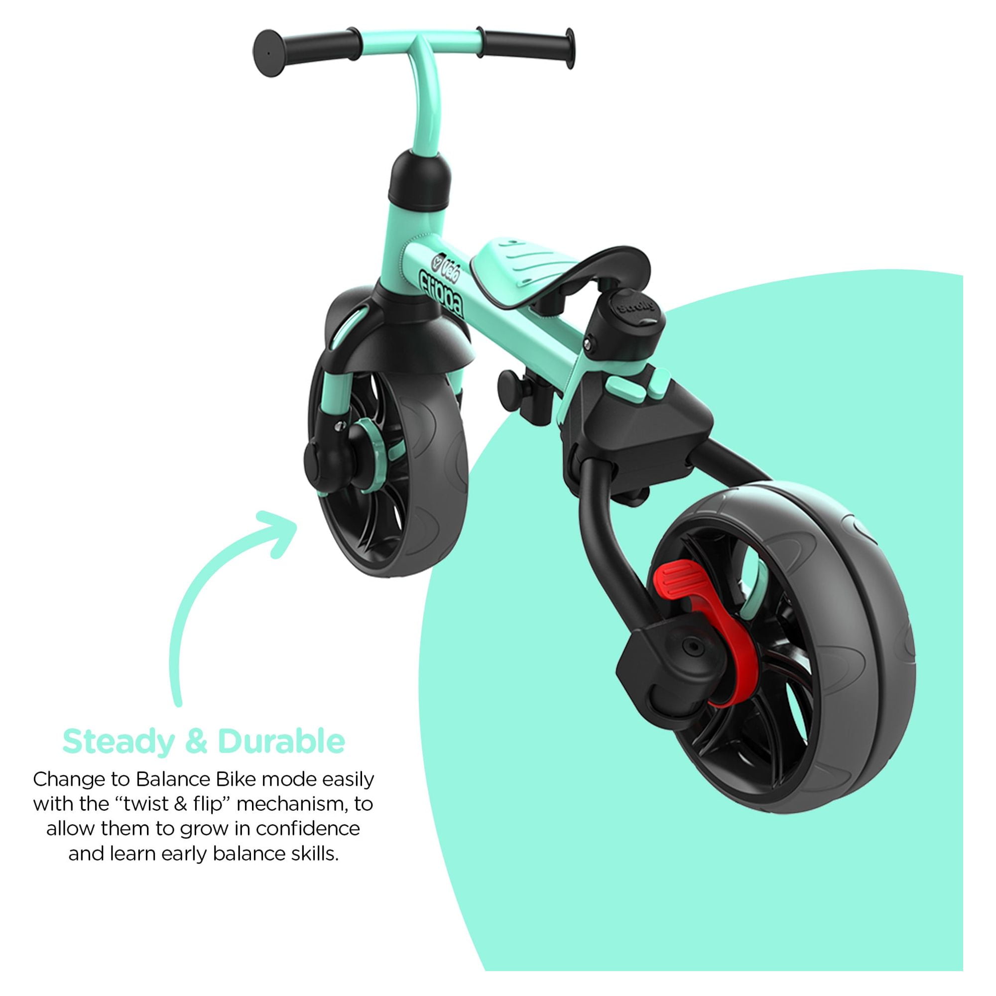 YVOLUTION Tricycle-draisienne évolutive Yvelo Flippa - Vert