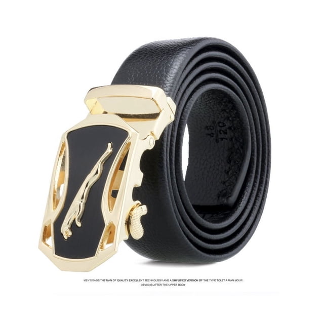 Cinturón de hebilla automática para hombre, resistente al desgaste y a los arañazos, de borde completo, cinturón de negocios para hombre, cinturón con patrón de lichi, uso versátil