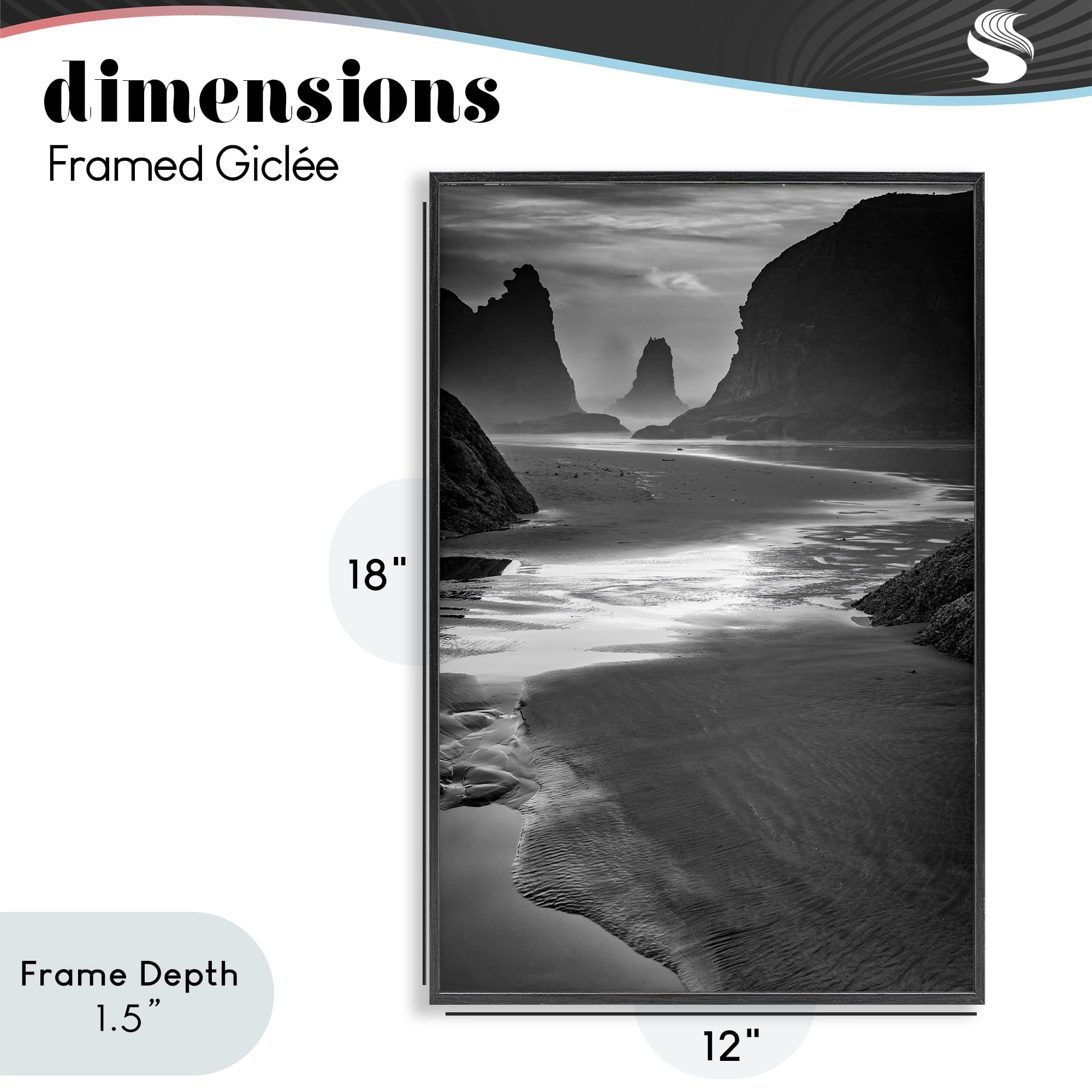 Stupell Industries Last Light On Bandon Beach Black Framed Giclee Art, design by Rick Berk