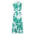 thumbnail image 3 of Drses ‌‌‌‌‌‌‌‌Women's 2025 Leaf Print Maxi Dress - Sleeveless Cutout Waist Summer Dress with Crewneck | Trendy Floral Sundress, 3 of 5