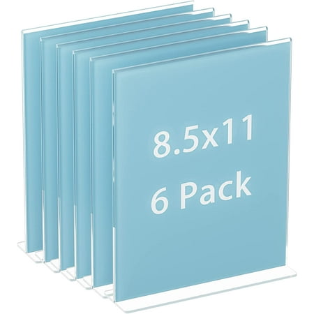 Diayung 6 Pack Acrylic Sign Holder 8.5 x 11 Inches Clear Plastic Table ...