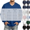 thumbnail image 3 of Zylanna Men's Big & Tall Long Sleeve Sweatshirt, V-Neck Solid Color Fall and Winter Loose Fit Casual Pullover Tops for Daily Wear Blue, 3 of 9