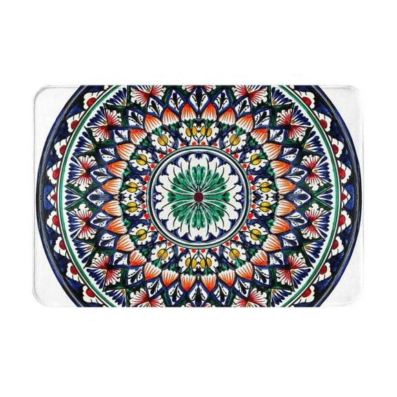 Daiia Colorful With Blue Oriental Front Door Mat, Heavy Duty Durable Welcome Mat for Outdoor Indoor, Dirt Trapper Waterproof Super Absorbent Door Mat, 16" x 24"