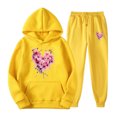 thumbnail image 2 of Feancey Sweatsuit for Women Casual Heart Print Pullover Hoodies and Jogger Pants Matching Set Valentines Day Cute Tracksuit 2 Piece Outfits Yellow 3XL, 2 of 6