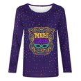 thumbnail image 4 of Aloohaidyvio Mardi Gras Clothing,Womens Mardi Gras Mask Glitter Printed T-Shirt Crew Neck Party Long Sleeve Tops, Mardi Gras Shirts, 4 of 5