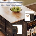 thumbnail image 4 of Ktaxon Mid-Century Modern Kitchen Island Cart with Storage, 47.2" Rolling Kitchen Storage Island on Wheels with 3 Drawers, Farmhouse Island Table with Spice Rack & Drop Leaf, Black Oak, 4 of 10