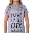 thumbnail image 2 of Peanuts Girls' Woke Up This Cute Snoopy Charlie Brown Short-Sleeve Shirt Jogger Pant 2-Piece Pajama Set Lounge Sleepwear, 2 of 6