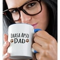 thumbnail image 2 of 3dRose, Lhasa Apso Dog Dad - Doggie by breed - muddy brown paw prints - doggy lover - pet owner love, 15oz Two-Tone Blue Mug, 2 of 7