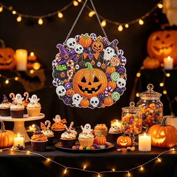 Ailezt Halloween Decor Halloween Pumpkin Painting For Kids DIY Arts Hanging Handmade Party Activity