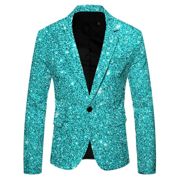 toraway Men Suit Pants White Casual Men's 3D Sequin Suit Printed Pocket Lapel Button up Suit Suit Style One M