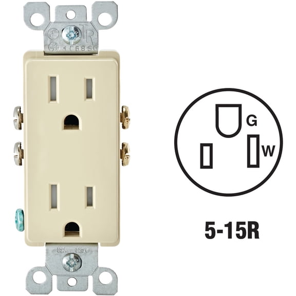 Leviton 15 Amp Decora Tamper-Resistant Duplex Electrical Wall Outlet, T5325-I, Ivory