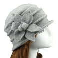 thumbnail image 2 of Visland Women Beanie Hat, Winter Warm Fashion Vintage Wool Felt Solid Color Flower Elegant Cap for Party Dating Shopping Outdoor, 2 of 5